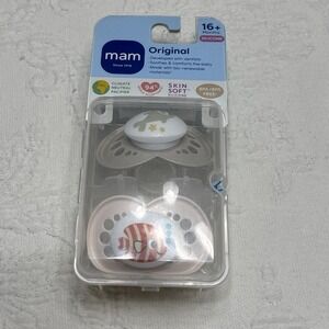 MAM Original 2-Pk Tan Fish Seal BPA Free Pacifiers W/ Case{16+Months}